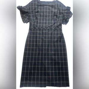 Banana Republic Black Plaid Midi Dress